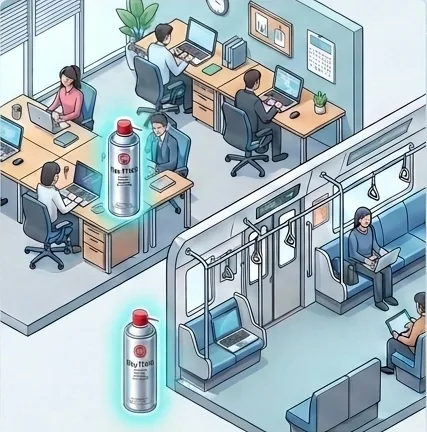 オフィスと電車内での設置イメージ